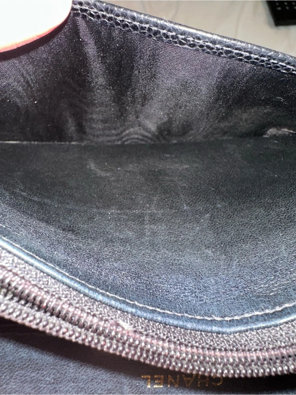 CHANEL Black Textured Caviar Leather Flap Clutch